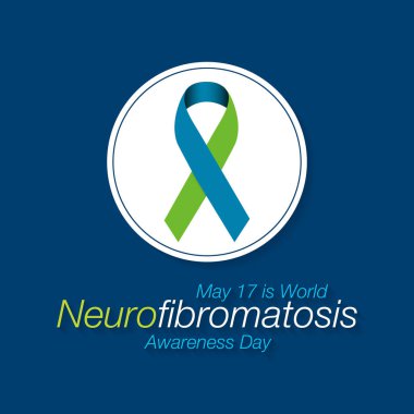 Nörofibromatozis Farkındalık Günü konulu vektör illüstrasyonu her yıl 17 Mayıs 'ta gözlemlenir. NF, sinir sisteminde tümörlerin büyüdüğü üç koşuldan oluşan bir gruptur..