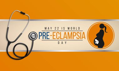 Dünya Preeklampsi Günü teması üzerine vektör illüstrasyonu her yıl 22 Mayıs 'ta gözlemlenir.