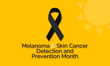 Melanoma ve cilt kanseri tespiti, önleme ve Mayıs ayının farkındalığı konulu vektör illüstrasyonu.