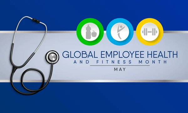 Ilustración Vectorial Sobre Tema Del Mes Mayo Global Employee Health — Vector de stock