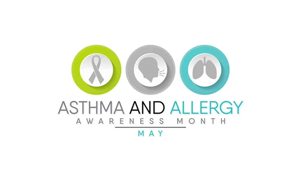 Ilustração Vetorial Sobre Tema Mês Maio Conscientização Sobre Asma Alergia —  Vetores de Stock