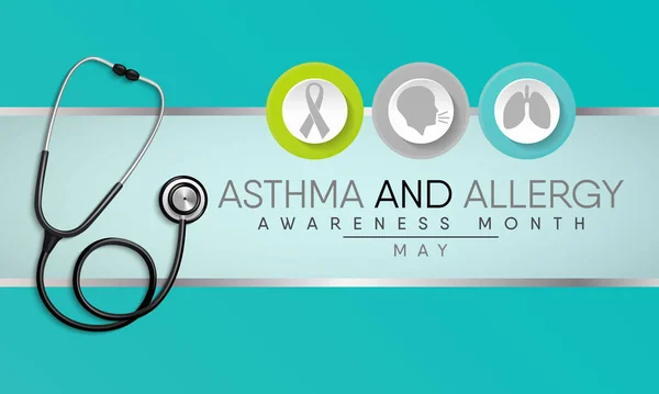 Ilustração Vetorial Sobre Tema Mês Maio Conscientização Sobre Asma Alergia —  Vetores de Stock