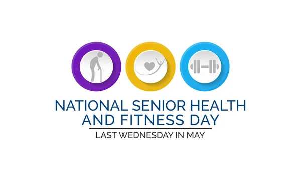 Ulusal Yaşlılar Sağlık Spor Günü Teması Üzerine Vektör Illüstrasyon Her — Stok Vektör