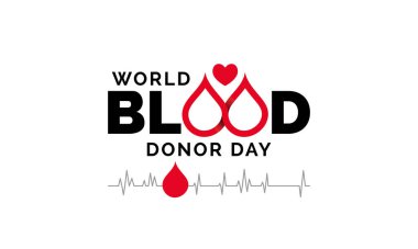 Dünya Kan Bağışı Günü teması her yıl 14 Haziran 'da izlenen vektör illüstrasyonu.
