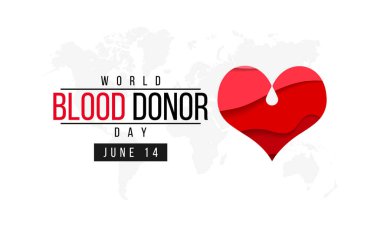 Dünya Kan Bağışı Günü teması her yıl 14 Haziran 'da izlenen vektör illüstrasyonu.