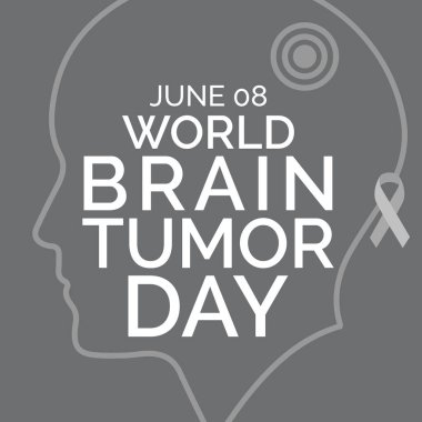 Dünya Beyin Tümörü Günü teması üzerine vektör illüstrasyonu 08 Haziran 'da her yıl gözlemlenmiştir.