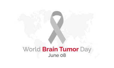 Dünya Beyin Tümörü Günü teması üzerine vektör illüstrasyonu 08 Haziran 'da her yıl gözlemlenmiştir.