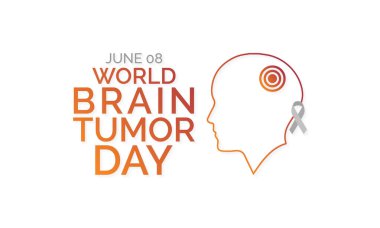 Dünya Beyin Tümörü Günü teması üzerine vektör illüstrasyonu 08 Haziran 'da her yıl gözlemlenmiştir.