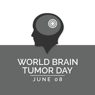 Dünya Beyin Tümörü Günü teması üzerine vektör illüstrasyonu 08 Haziran 'da her yıl gözlemlenmiştir.