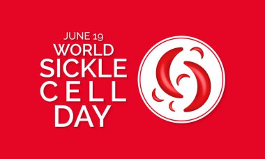 Dünya Orak Hücre Günü teması üzerine vektör illüstrasyonu her yıl 19 Haziran 'da dünya çapında gözlemlenmiştir..