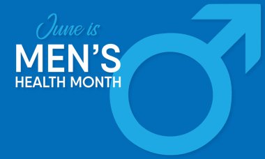 Ulusal Erkek Sağlığı Farkındalık Ayı konulu vektör illüstrasyonu her yıl Haziran ayında gözlemlenmektedir.