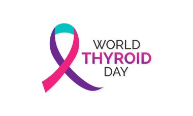 Dünya Tiroid Günü teması üzerine vektör illüstrasyonları dünya çapında her yıl 25 Mayıs 'ta gözlemlenir.
