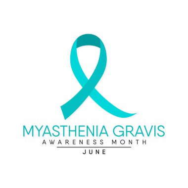 Her yıl Haziran ayında gözlemlenen Myasthenia Gravis farkındalık ayı konulu vektör illüstrasyonu.
