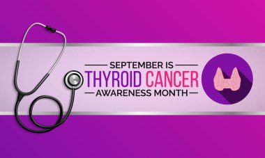 Ulusal Tiroid Kanseri Farkındalık Ayı konulu vektör illüstrasyonu her yıl Eylül ayında gözlemlenmiştir.