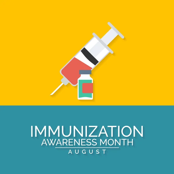 予防接種の重要性を強調するために毎年8月に観察される全国予防接種月間のテーマに関するベクトル図 — ストックベクタ