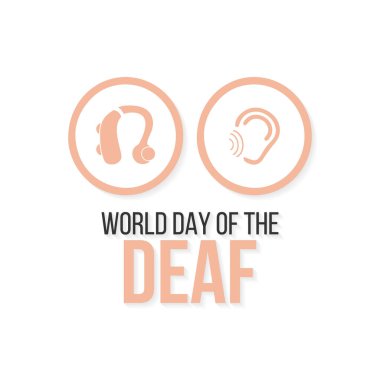 Dünya Sağır Günü teması üzerine vektör illüstrasyonu her yıl Eylül ayında gözlemlenir