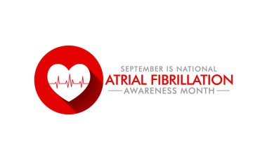 Ulusal Atrial Fibrillation (AFib) farkındalık ayı temasına ilişkin vektör illüstrasyonu her yıl Eylül ayında gözlemlenmektedir.
