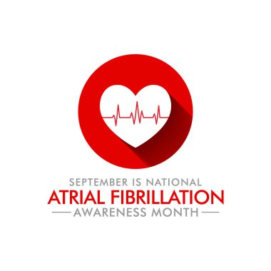 Ulusal Atrial Fibrillation (AFib) farkındalık ayı temasına ilişkin vektör illüstrasyonu her yıl Eylül ayında gözlemlenmektedir.