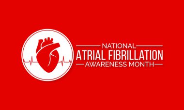 Ulusal Atrial Fibrillation (AFib) farkındalık ayı temasına ilişkin vektör illüstrasyonu her yıl Eylül ayında gözlemlenmektedir.