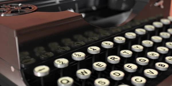 old typewriter close up with strong bokeh 3d illustration