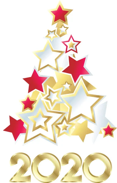 2020 altın rakamlarla süslenmiş soyut Noel Ağacı