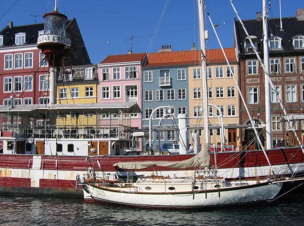 Copenhague Vue Sur Port Été Avec Ciel Bleu — Photo