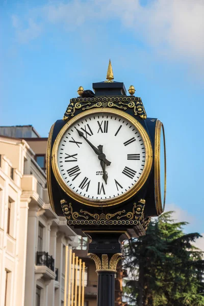 Old Street Clock In Europe. Architecture Element In The Main Square In Batumi.