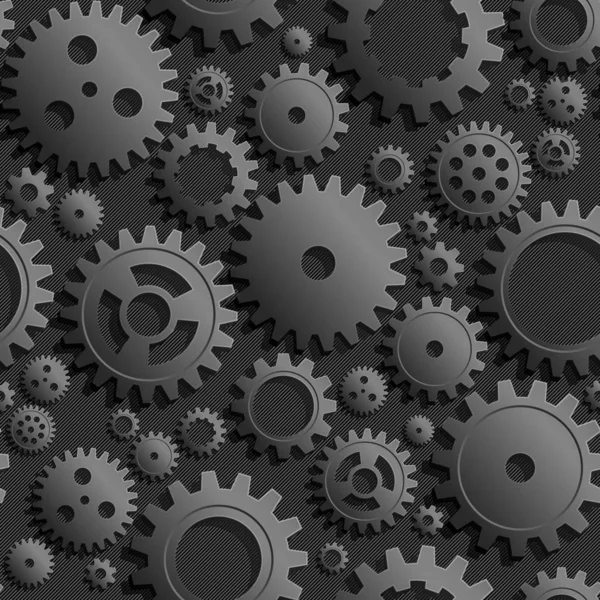 Vektör Mekanik Çarklı Kusursuz Desen. Dark Gear ve Cog Site Arkaplanı. Çelik Vites Tekerlekleri Koleksiyonu.