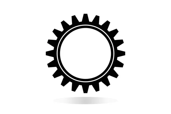 Svart Och Vit Vektor Platt Ikon Machine Cogwheel Gear Wheel — Stock vektor