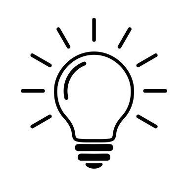 Ampul Hattı Düz Simgesi. Işınlı Elektrik Lambası, basit bir Siyah Pictogram. Vektör Grafik Tasarım Elementi Beyaz Arkaplanda İzole Edildi. Yaratıcı Fikir İşareti, Çözüm, Yenilik Konsepti.