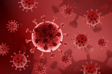 Coronavirus Hastalığı COVID-19, Tehlikeli Solunum Enfeksiyonu, SARS-CoV-2. Grip salgını, patojen gribi, Hiv virüsü, kırmızı kanser hücreleri. Tıbbi Salgın, Sağlık Riski Konsepti, Vektör Geçmişi.