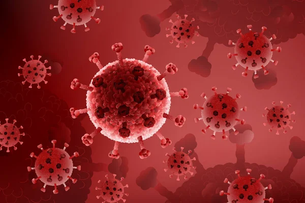 コロナウイルス病Covid 危険な呼吸器感染症 Sars Cov インフルエンザの発生 病原性インフルエンザまたはHivウイルス 赤い癌細胞 医療疫学 健康リスクの概念 ベクトル背景 — ストックベクタ