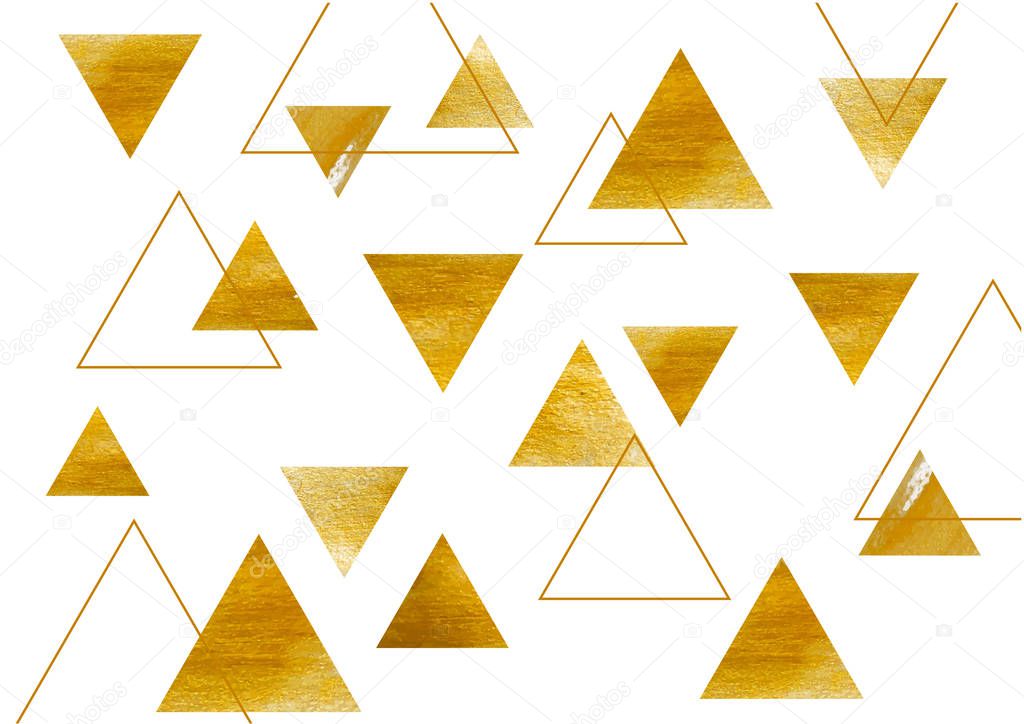 Abstract composition of golden triangles, vector illustration