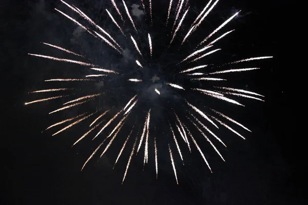 Fuegos artificiales festivos en el cielo nocturno — Foto de Stock
