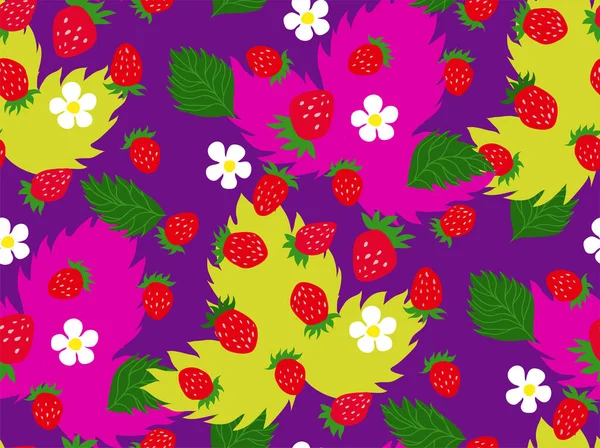 Patrón sin costura multicolor fresa salvaje para el paquete de marca — Vector de stock