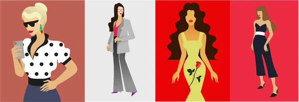 Cartoon Vrouw Portret Platte Illustratie Voor Lifestyle Design Platte Stripfiguur — Stockvector