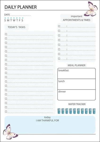 Hoge Resolutie Drukbare Dagelijkse Planner Vector Ontwerp — Stockvector