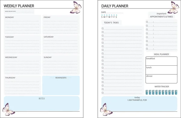 Set Van Kleurrijke Drukbare Planners Vector Ontwerp — Stockvector