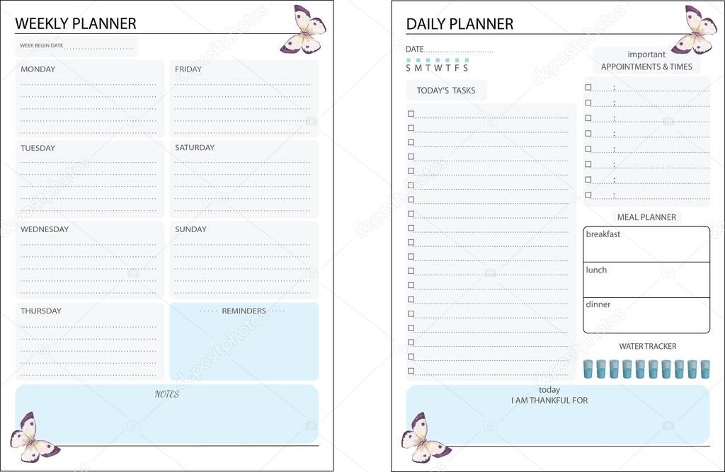 Set of colorful printable planners vector design