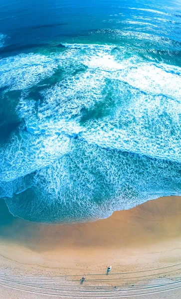 Amazing Aerial View Sandy Beach Azure Sea Waves — Free Stock Photo