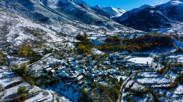 Route Arbres Enneigés Vue Aérienne Catalogne Espagne — Photo gratuite