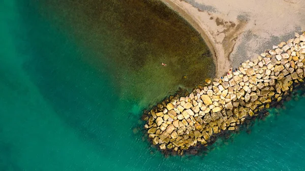 Amazing Aerial View Sea Rocks Stock Photo