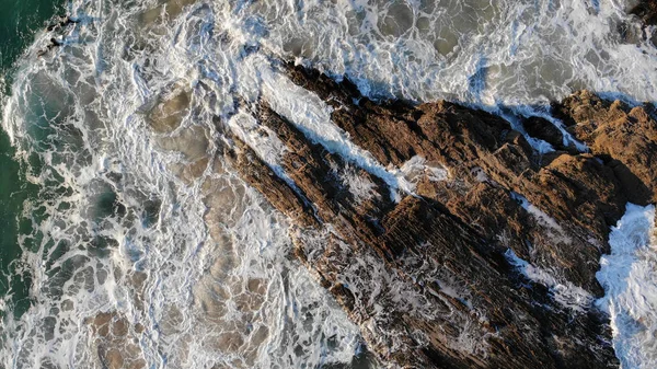 Amazing Aerial View Sea Rocks Stock Image