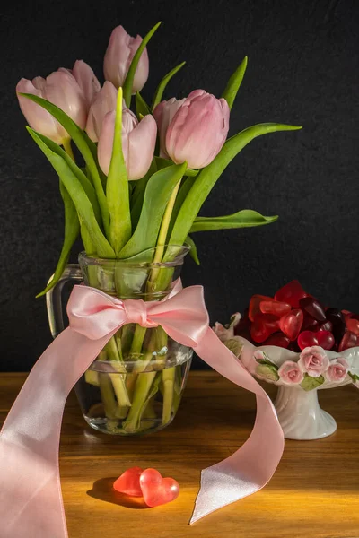 Bouquet of pink tulips — Stock Photo, Image