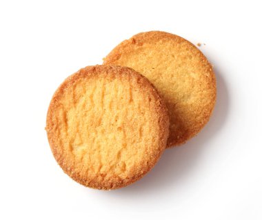 Beyaz arkaplanda tereyağlı kurabiye