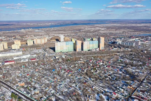 러시아 도시를 내려다본 하늘의 — 스톡 사진