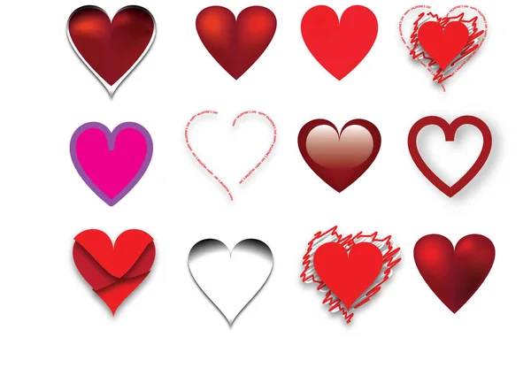 Conjunto de corazones — Vector de stock