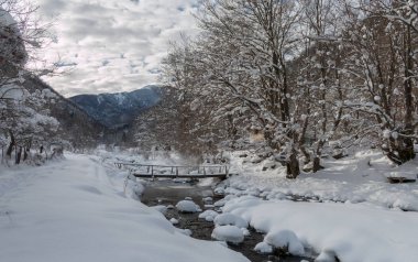 Ribaritsa, kış manzara, Bulgaristan