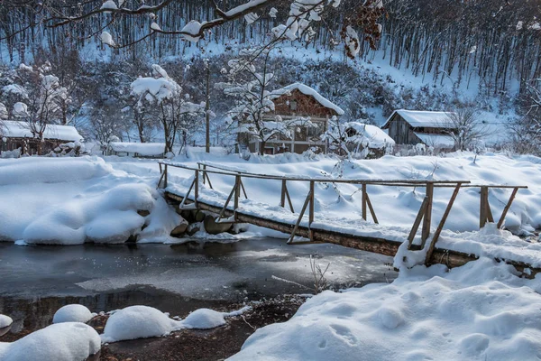 Ribaritsa, vinterlandskap, Bulgarien — Stockfoto