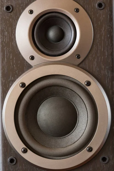 Sound speakers close-up. Audio stereo system macro — Stock Photo, Image